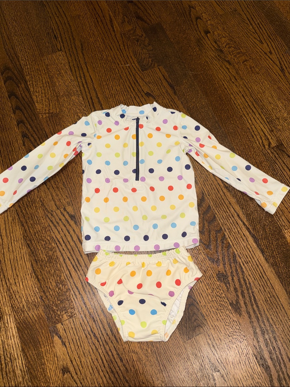 Primary Polka Dot Two Piece Swimsuit with Rashguard 18-24 Months